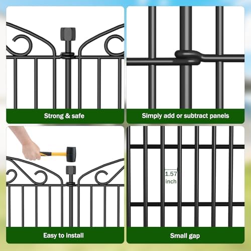 6 Panel No Dig Decorative Garden Fence 30" H x 11.4'L for Dogs Outdoor