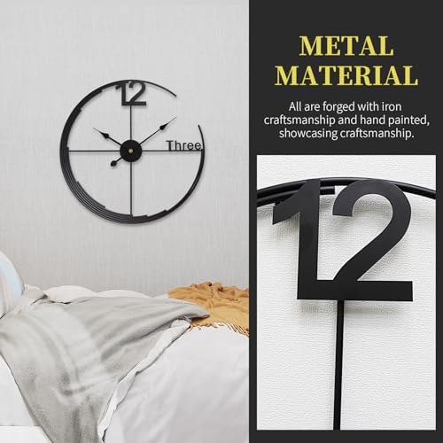 Large Wall Clock,Modern Minimalist Wall Clock Round Silent Non-Ticking Battery Operated Decorative Clocks for Living Room/Entryway/Kitchen/Bedroom/Office/Home Metal Wall Decor 24 inch