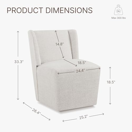 KISLOT Upholstered Dining Chairs Set of 4 with Casters, Light Beige