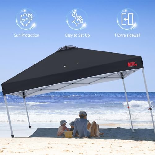 MASTERCANOPY 10x10 Durable Pop Up Canopy Tent with 1 Sidewall, Black