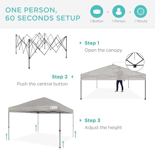 Best Choice Products 10x10 Pop Up Canopy Tent, EZ Setup, Light Gray