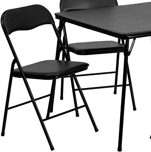 Flash Furniture Madison 5-Piece Folding Card Table and Chair Set, Black