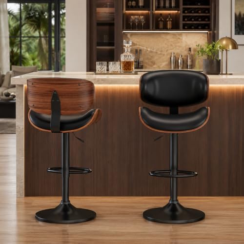 YaFiti Swivel Bar Stools Set of 2, Bar Stools for Kitchen Counter, Black