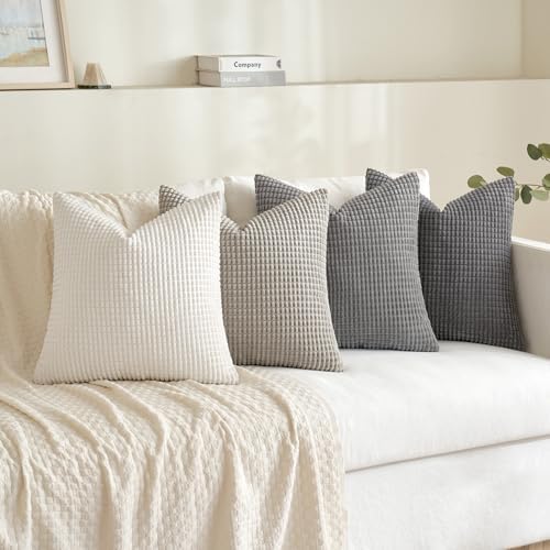 MIULEE Neutral Decorative Pillow Covers 20x20 Inch Set of 4 Modern Grey