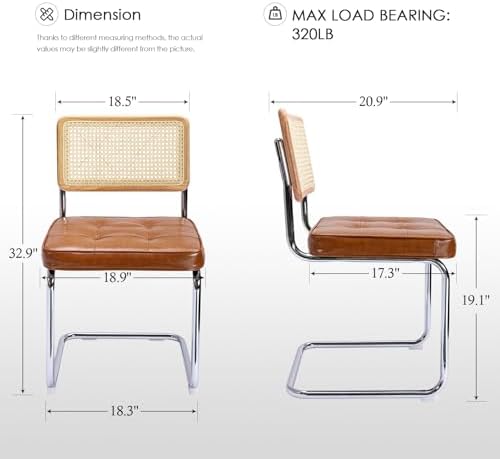 Zesthouse Natural Rattan Dining Chairs Set of 2, Modern Cesca Kitchen Chair