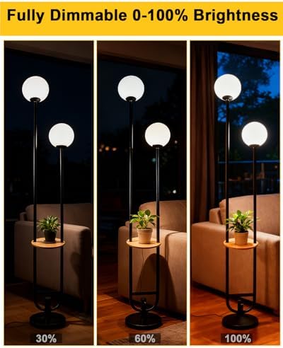 Lightdot Globe Floor Lamp with Table Black Candle Holder Style Floor Lamps