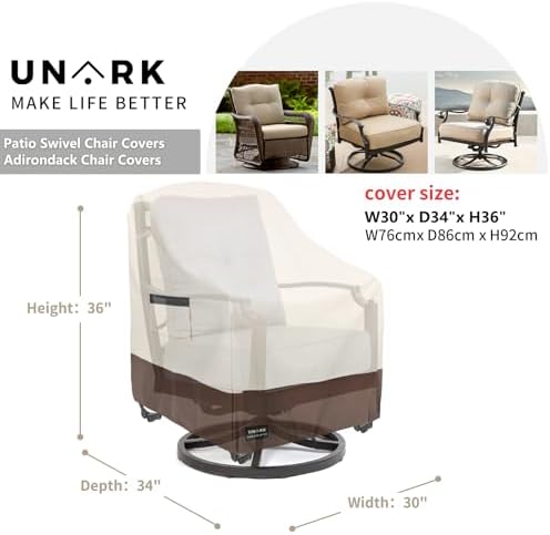 Outdoor Swivel Patio Chair Cover 4 Pack,600D Waterproof Heavy Duty Outdoor Chair Cover , Patio Furniture Covers, Outdoor Furniture Covers Waterproof, 30 W x 34 D x 36 H inches Beige and Brown