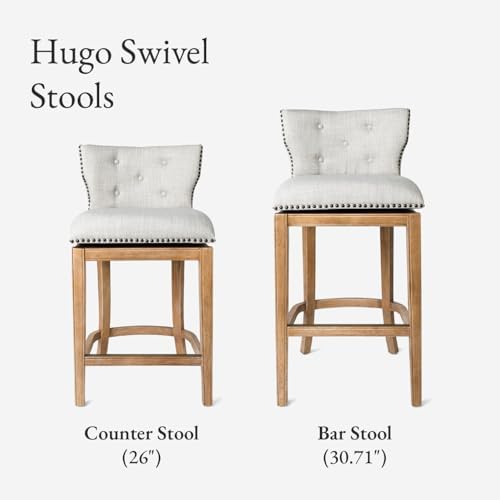 Maven Lane Hugo Counter Stool, Weathered Oak, Sand Color, 26"