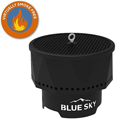 Blue Sky Outdoor Living Ridge Portable Fire Pit, Smokeless Fire Pit with Spark Screen, Lift, and Carrying Bag, Black