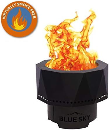 Blue Sky Outdoor Living Ridge Portable Fire Pit, Smokeless Fire Pit with Spark Screen, Lift, and Carrying Bag, Black