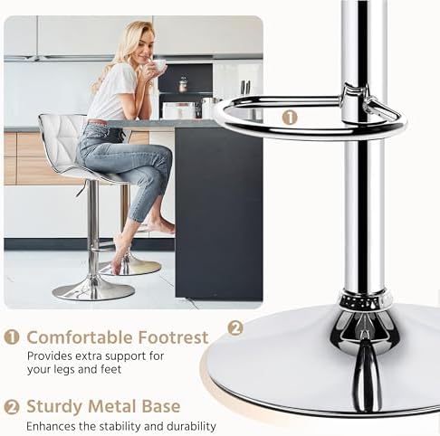 Yaheetech Bar Stools Set of 4 Modern Swivel Counter Barstools White