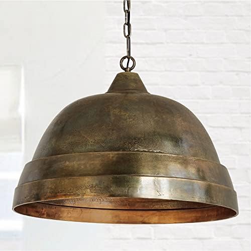 Capital Lighting 335313XB Sedona Handcrafted Sand-Cast Aluminum Industrial Metal Dome Pendant, 1-Light 100 Watts, 20" H x 28" W, Oxidized Brass