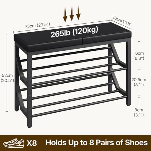 YATINEY Shoe Bench with Cushion, Entryway Bench with Shoe Storage, HX09BB