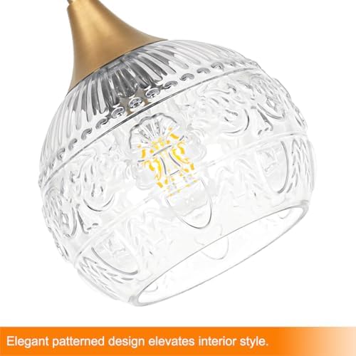 DSMJFU Gold Vintage Glass Pendant Lights for Kitchen Island, Sink Set of 2