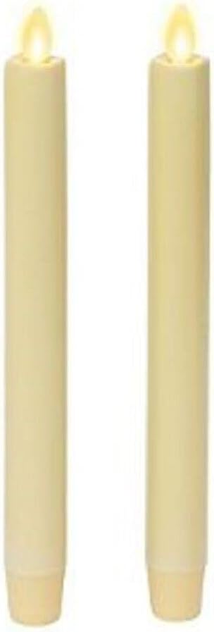 Luminara Flickering Flameless Ivory Taper Candles - Warm LED Light Flame - 2 AA Battery Operated Decor for Dining Room Table Centerpieces, Fireplace Mantel, Dinner Party, Reception - Set of 2 Tapers