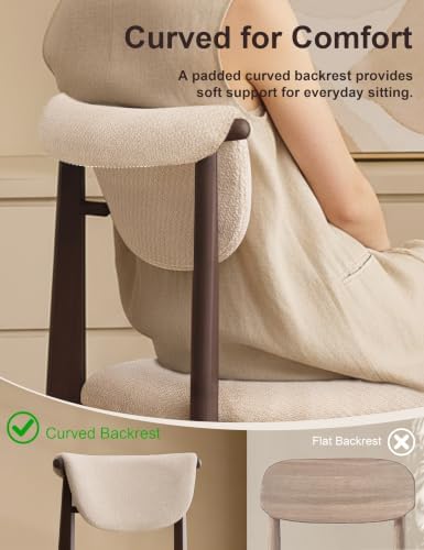 30" Counter Height Bar Stools Set of 2, Solid Wood Legs, Cream White