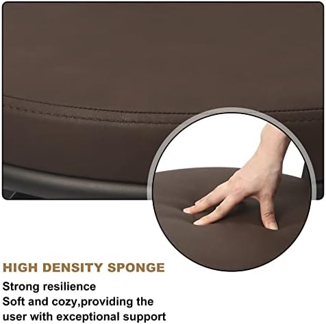 24 Inch Swivel Counter Height Bar Stools Set of 2, Modern Backs, Leather Counter Stools for Kitchen Island, Brown