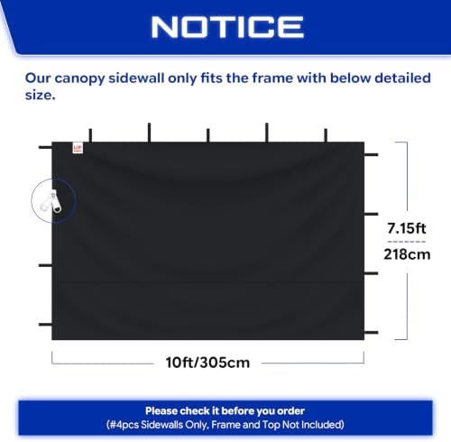 FANPAT 10x10 Canopy Sidewalls & Door for Canopy, Black(4PCS Sidewalls Only)