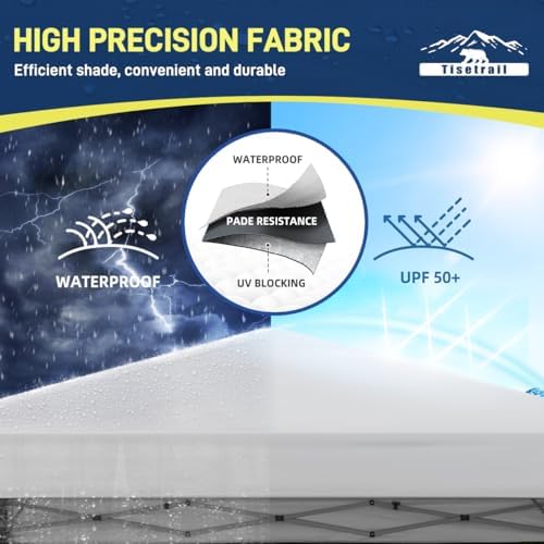 10x10ft Pop Up Canopy Tent - Instant Shelter, Easy Outdoor Sun Shade for Events, Parties, Camping, Portable Outdoor Canopies, Silver Coated Top UPF 50+, 4 Weight Bags - White