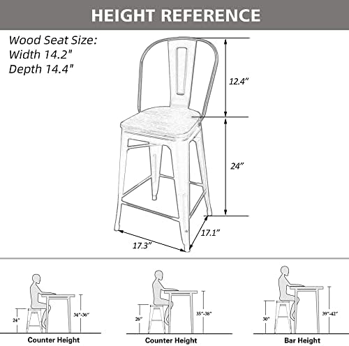 24" Swivel Bar Stools Set of 4 Metal Counter Height Chairs Off-White