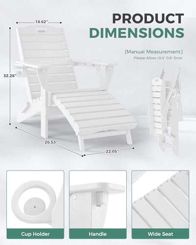 Adjustable Adirondack Chair,Outdoor Fire Pit Chair，White