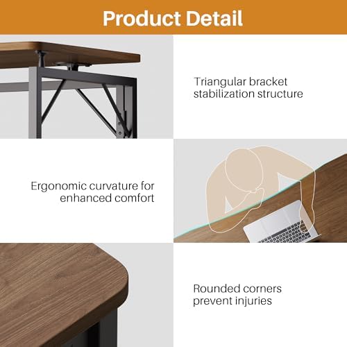 JOYMOOP 31.5" Brown Folding Desk, No Assembly, Wooden Top, Small Size