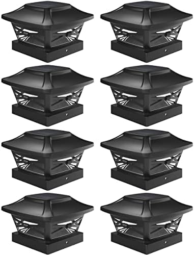 Davinci Lighting Renaissance Solar Outdoor Post Cap Lights - Includes Bases for 4x4 5x5 6x6 Posts - Bright LED Light - Slate Black (8 Pack)