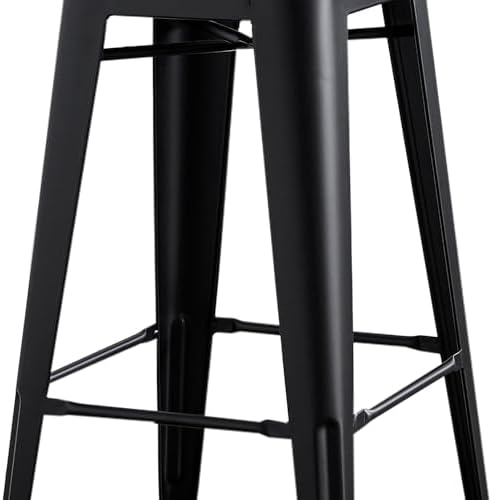 AC Pacific 30” Metal Barstool Set of 2 – Country Rustic Style with Low Back, Lightweight & Sturdy Build, Easy Assembly – Matte Black