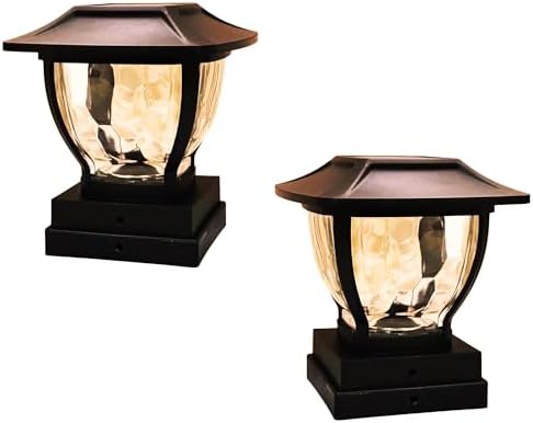 MAXSA 41681 Solar-Powered Wave Glass Post Cap and Deck Lights Dark Bronze