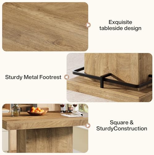 Tribesigns 47" Bar Table, Industrial Bistro Pub Table with Metal Footrest, Rectangular Counter Height Table for Small Bar, Dining Coffee Cocktail Living Room