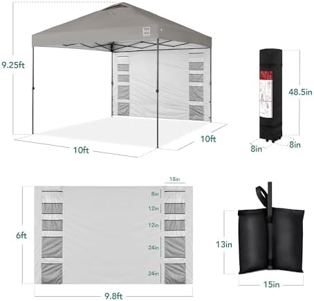 Best Choice Products 10x10 Pop Up Canopy Tent with Sidewall, Light Gray