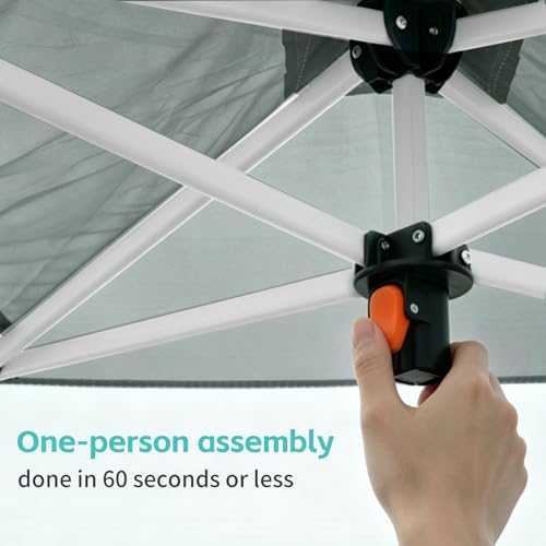 10x10 One Push Pop Up Canopy Tent with Vented Roof, Gray