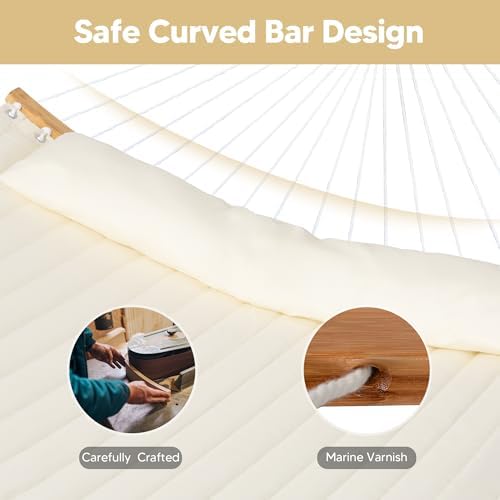 SUNCREAT Hammocks for Outside Hanging Tree Hammock for Outdoor, Beige