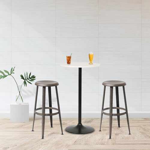 Round Bar Table 40" Height Modern Pub Table with Solid Top and Sturdy Metal Base, High Top Table for Kitchen, Dining Room, Bistro, Cocktail, White