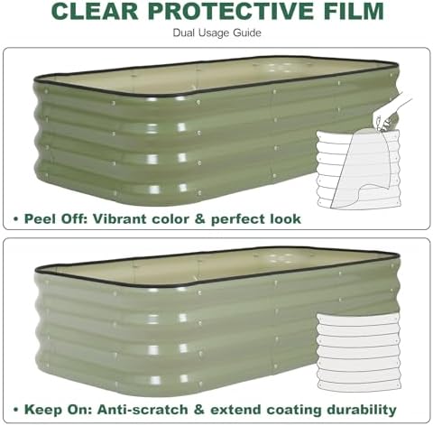3 in 1 Galvanized Raised Garden Bed, 4x2x1ft, 2Pack, Green