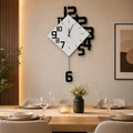 TeamSky Silent Wood Pendulum Wall Clock, Modern White Decorative Clock