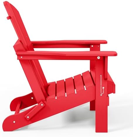 WestinTrends Malibu Outdoor Patio HDPE Folding Poly Adirondack Chair, Red