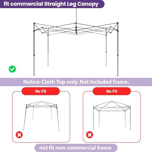 Tradesparker 10x20 Commercial Pop Up Canopy Replacement Top-Windproof D-Rings+Banner Grommets+Loop Pile Wall System,Ez Canopy Cover ONLY-Frame/Side Walls NOT Included(White)