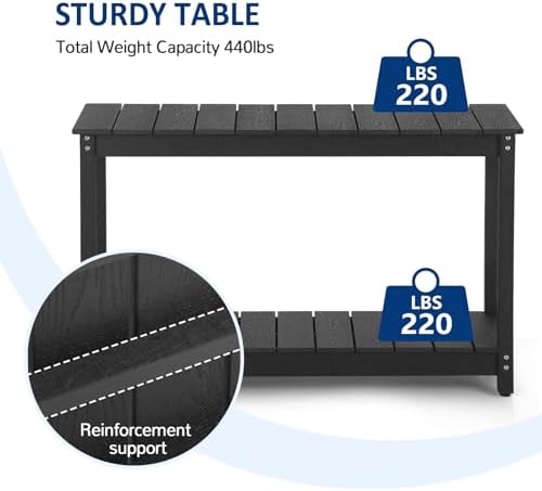 Outdoor Console Table, 48" Weather Resistant HIPS Patio Side Table