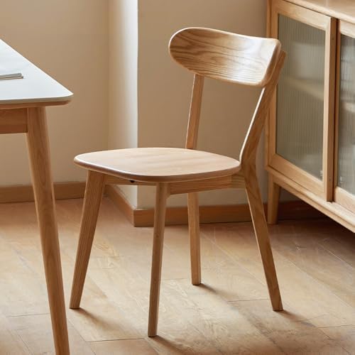Oak Dining Chairs, Kitchen Chairs, 100% Solid Wood Modern Dinner Chair with Curved Backrest, Dining Room Chair for Kitchen, Living Room, Study (1PK, Natural)