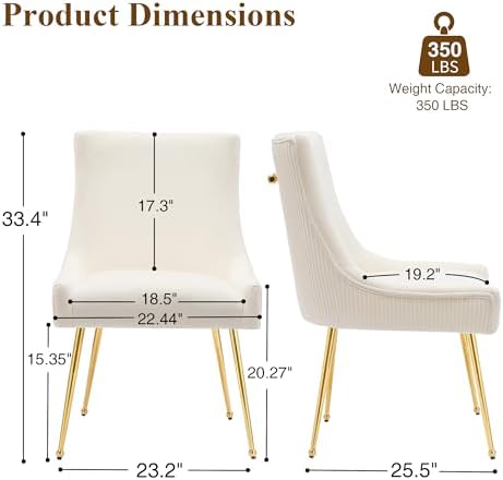 adochr Velvet Dining Chairs Set of 4 with Gold Metal Legs, Beige