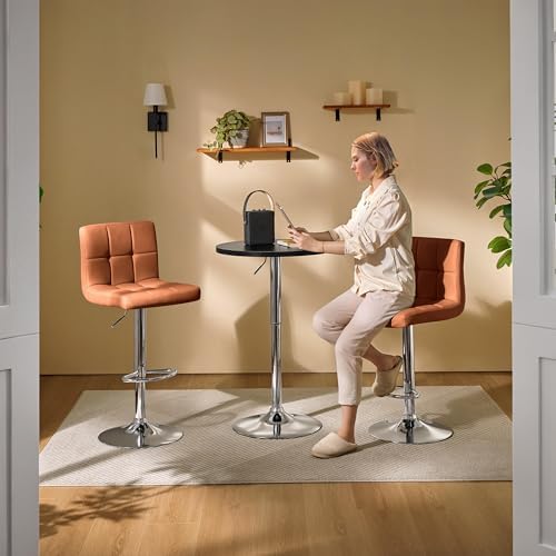 Yaheetech Round Bar Table, Adjustable 27.5-36" Height, Swivel Top, Black