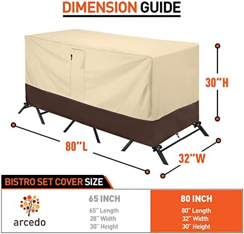 Arcedo Waterproof Patio Bistro Cover, 80"L x 32"W x 30"H, Beige & Brown