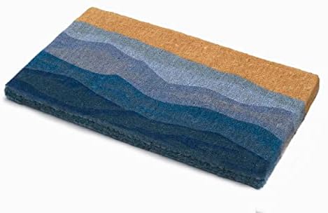 Fab Habitat Geometric Abstract Nature Extra Thick Doormat - Handwoven, Durable - Natural Coir - Entryway, Front Door, Porch, Patio -Shades of Sea Blue (18" x 30" Thick)