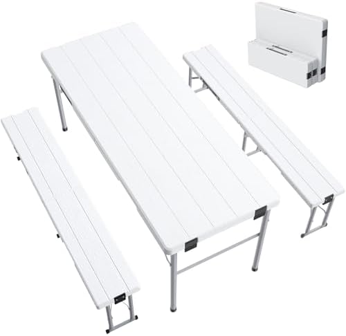 6' Picnic Table Set w/2 Benches 3-Piece 1-Case Camping Table Chair Set