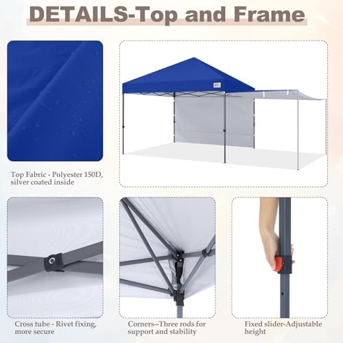 MASTERCANOPY 10x10 Pop Up Canopy Tent with 2 Shelters，230 Sq ft Blue