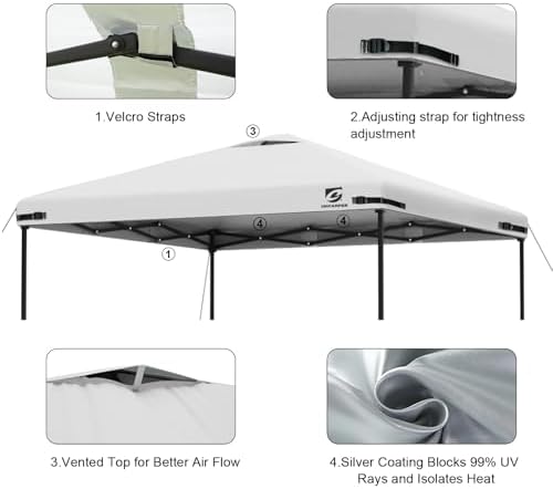10x10 Pop Up Canopy Replacement Top Cover with Air Vent(Frame NOT INCUDE)