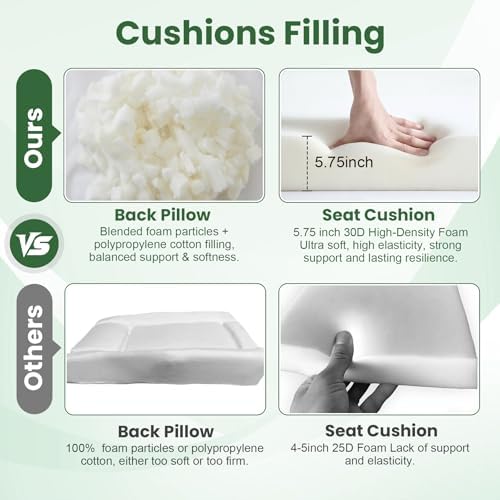 Patio Cushions for Outdoor Furniture, 24x24 Outdoor Couch Cushions, Waterproof & Fade-Resistant Patio Chair Cushions with Removable Cover, Replacement Outdoor Deep Seat Cushion, Beige (Set of 1)