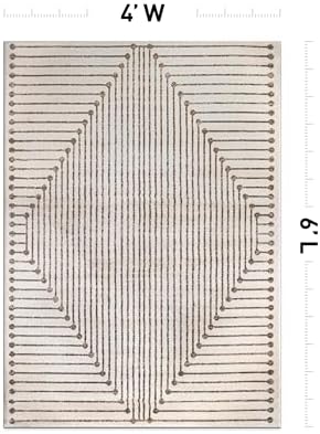 Rugshop Abstract Line Pattern Neutral Decor Area Rug Beige 4' x 6'