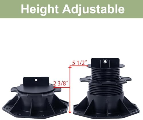 10 Pack Adjustable Plastic Pedestal Paver,Floor Slate Support Floor Lift,Deck Support Floor Raising,Deck Foundation Base Support,Adjustment Raising from 2-3/8" to 5-1/2"